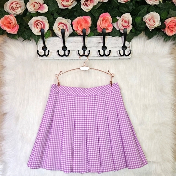 Sunday Best Coquette Gingham Pleated Mini Skirt (NWOT) - Picture 1 of 6